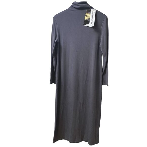 Attitudes by Renee Turtleneck Dress Medium Petite Gray Midi Tshirt  Midi NWT - Picture 1 of 10